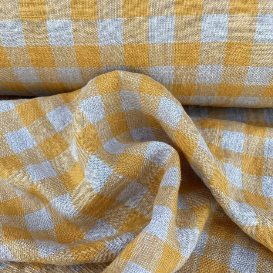 Washed Linen Check Saffron