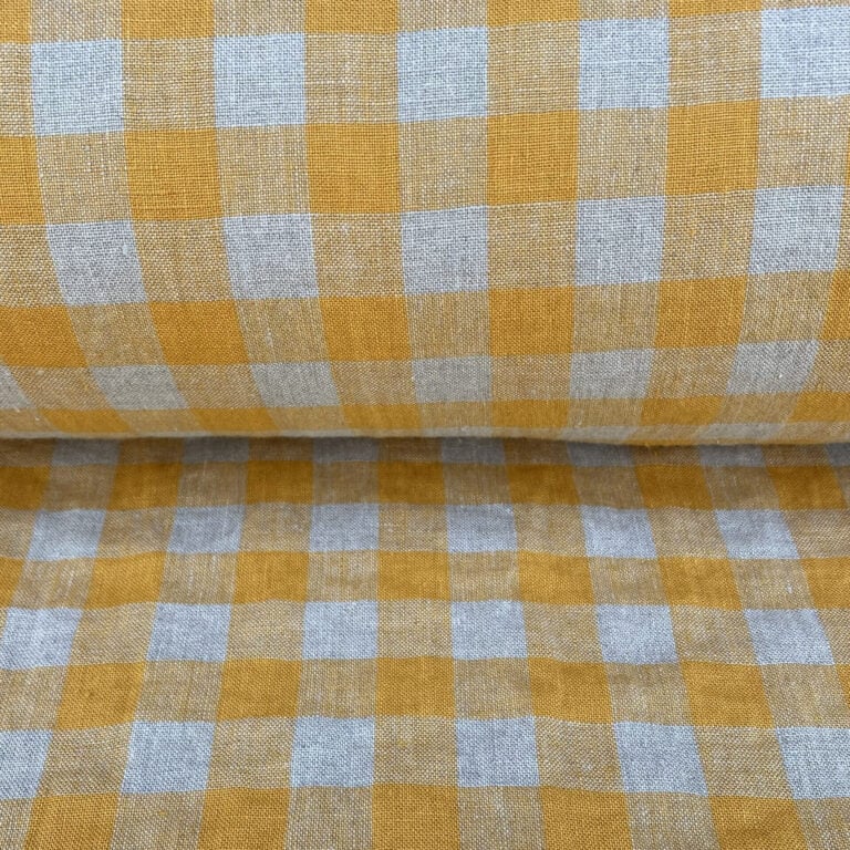 Washed Linen Check Saffron - Image 3