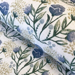 Wild Clover on Ivory - Indigo and Gold