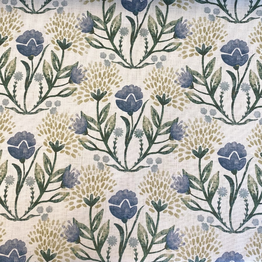 Wild Clover on Ivory - Indigo and Gold