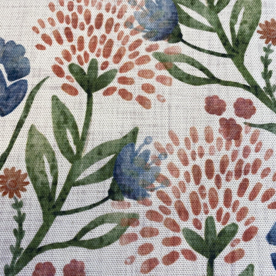Wild Clover on Ivory - Indigo and Red