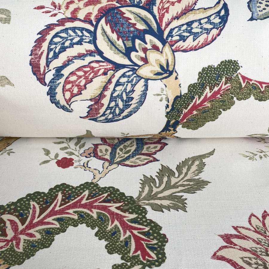 Yasmin on Ivory - Indigo, Red and Sage