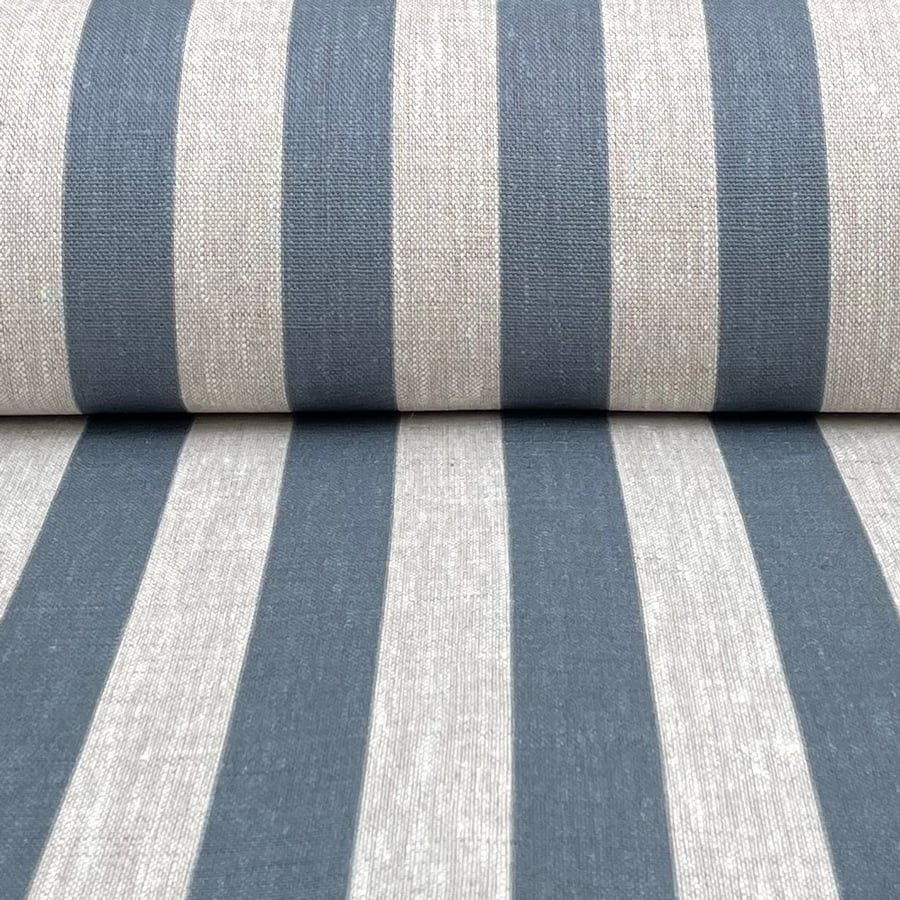 Beta Linen Stripe - Mid Blue