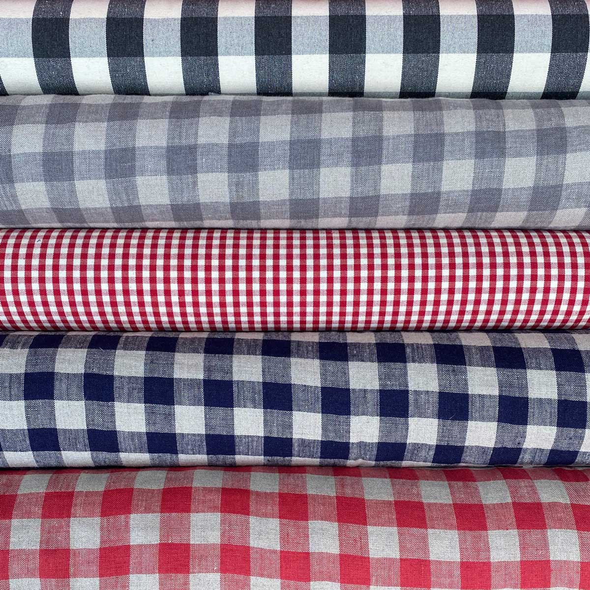 checked fabric, linen and cotton checks, gingham check, washed linen