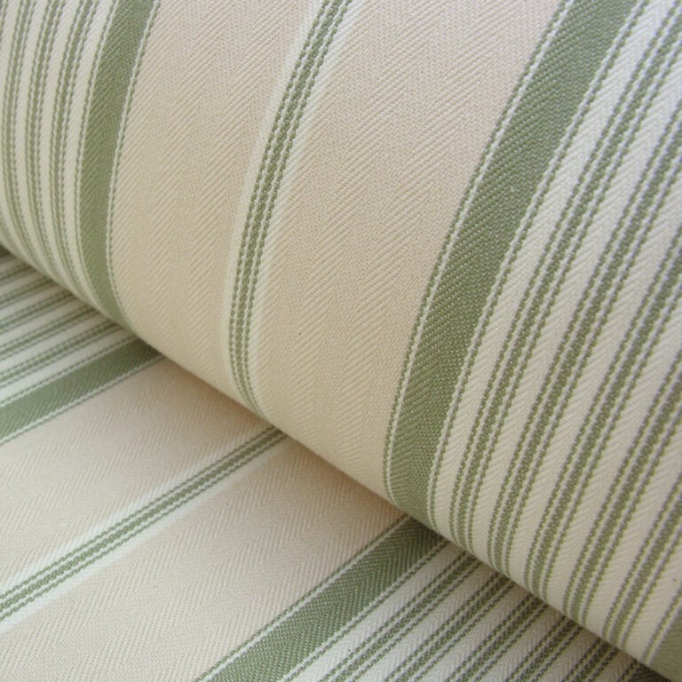 ticking fabric in sage green
