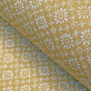 Daisy Pattern Fabric Ochre Mustard