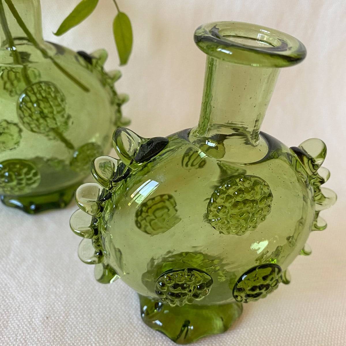 Small Flat Roman Green Glass Bottle - Image 3