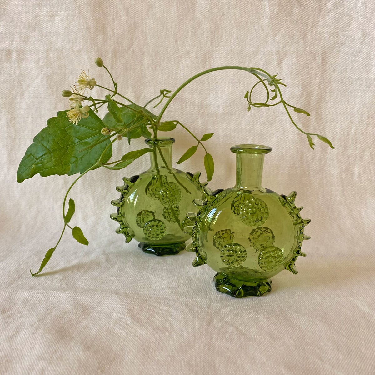 Small Flat Roman Green Glass Bottle - Image 1