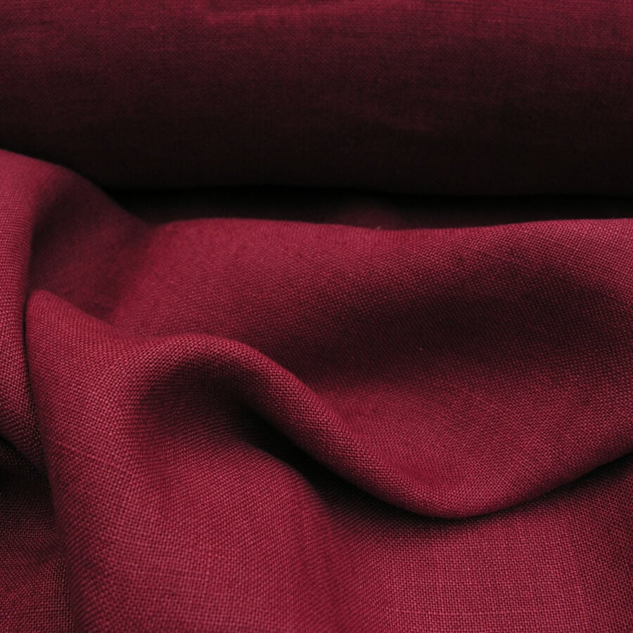 100% Linen fabric with a super soft drape in rich red. This mid weight linen is suitable for curtains and blinds where a good drape is uppermost