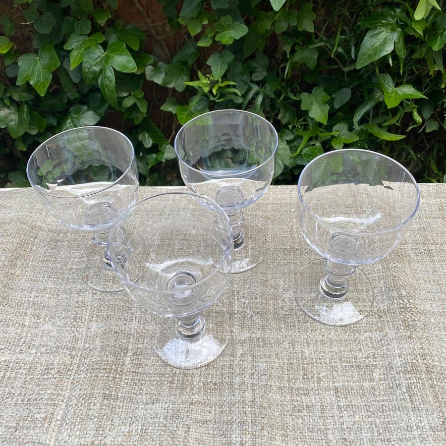 Set of Four Crystal Wine Goblets - Lens Design