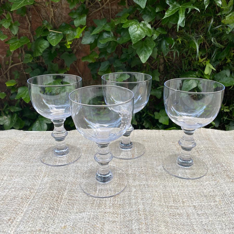 Set of Four Crystal Wine Goblets - Lens Design