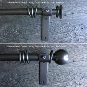 Metal Curtain Pole Set - Graphite Grey 19mm