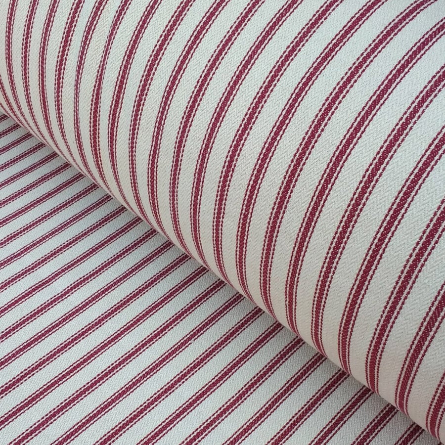 Red Ticking fabric, red ticking stripe