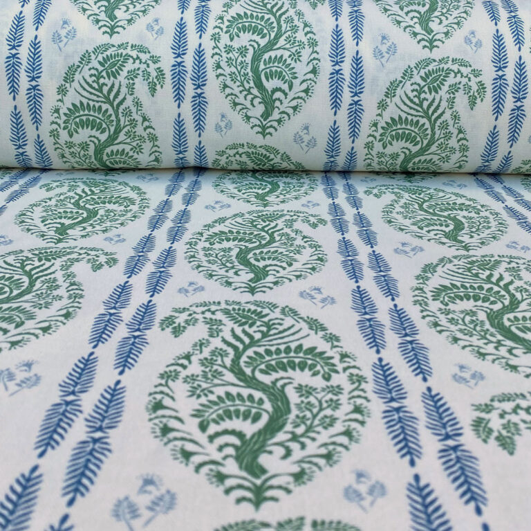 Larisa Stripe Ivory - Leaf Green and Indigo - Image 3