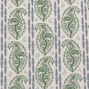 Larisa Stripe Natural - Leaf Green and Indigo - Image 2