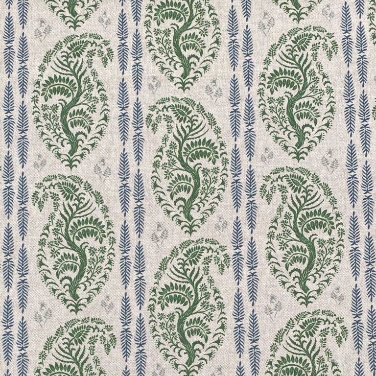 Larisa Stripe Natural - Leaf Green and Indigo - Image 2
