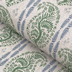 Larisa Stripe Natural - Leaf Green and Indigo