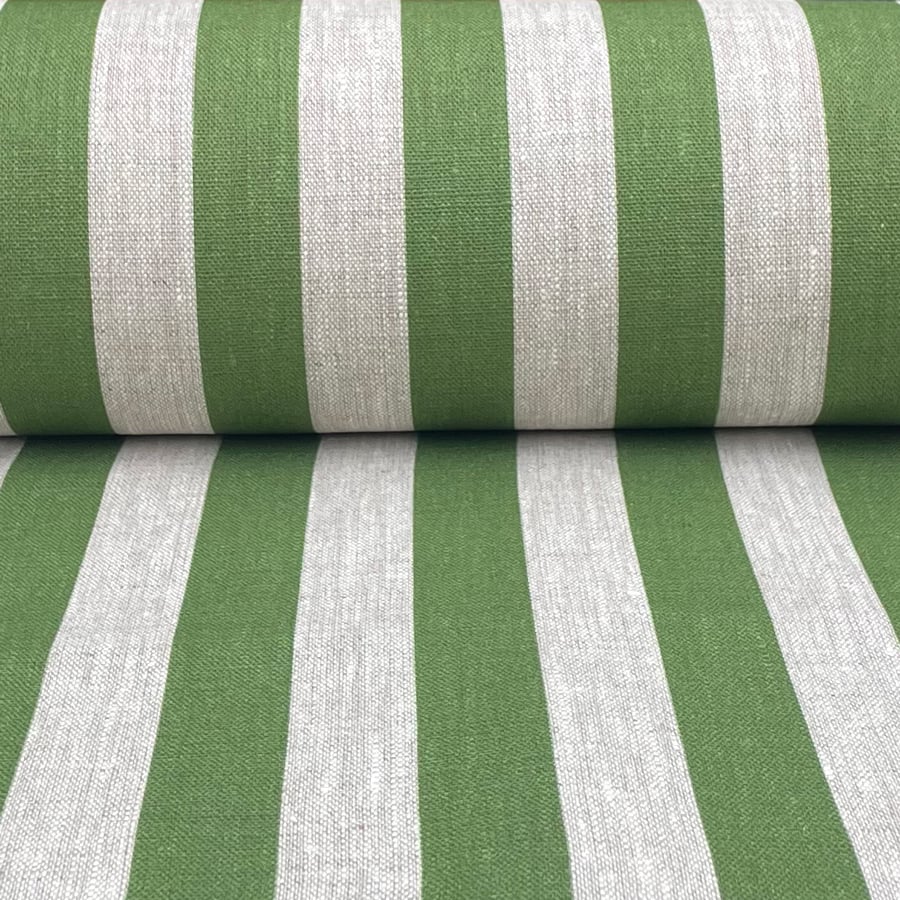 Beta Linen Stripe - Leaf Green