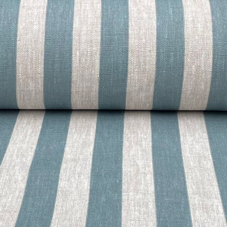 Beta Linen Stripe - Mineral Blue