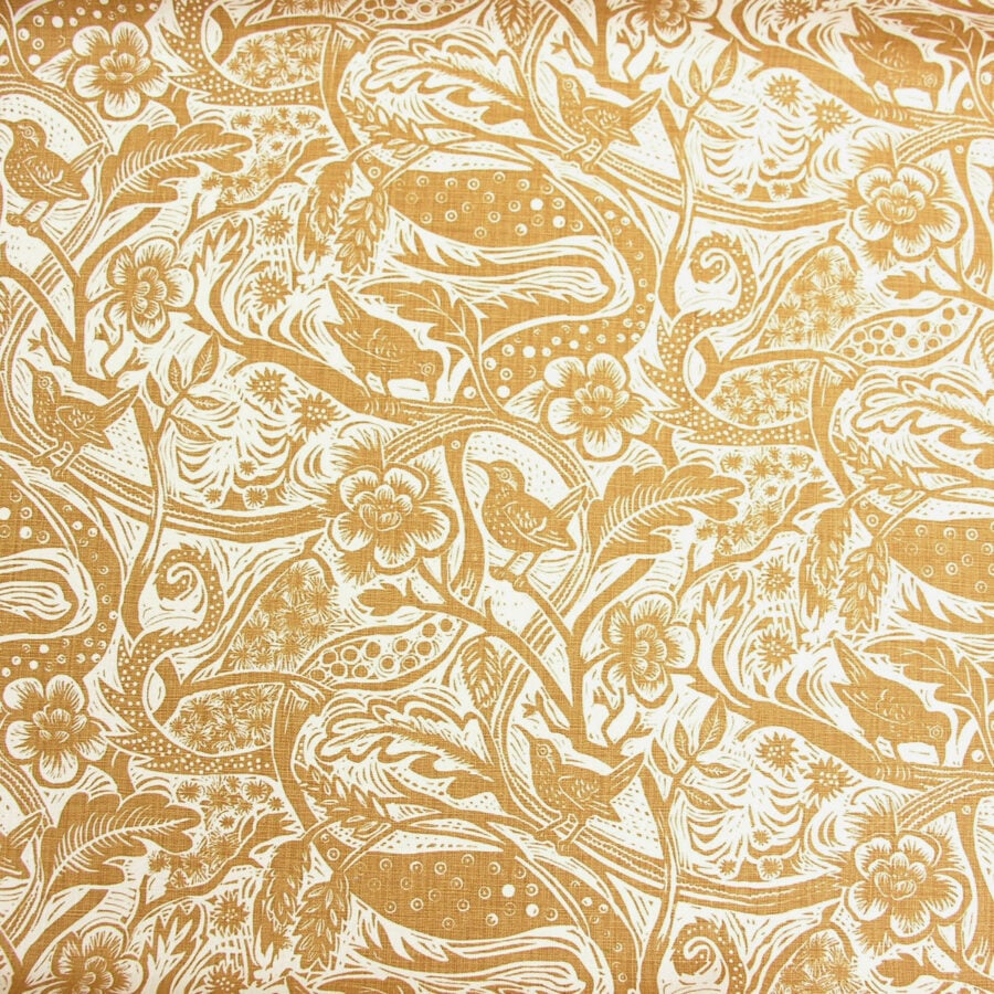 Mark Hearld Wren - Ochre Heavyweight Linen
