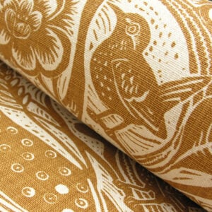 Mark Hearld Wren - Ochre Heavyweight Linen