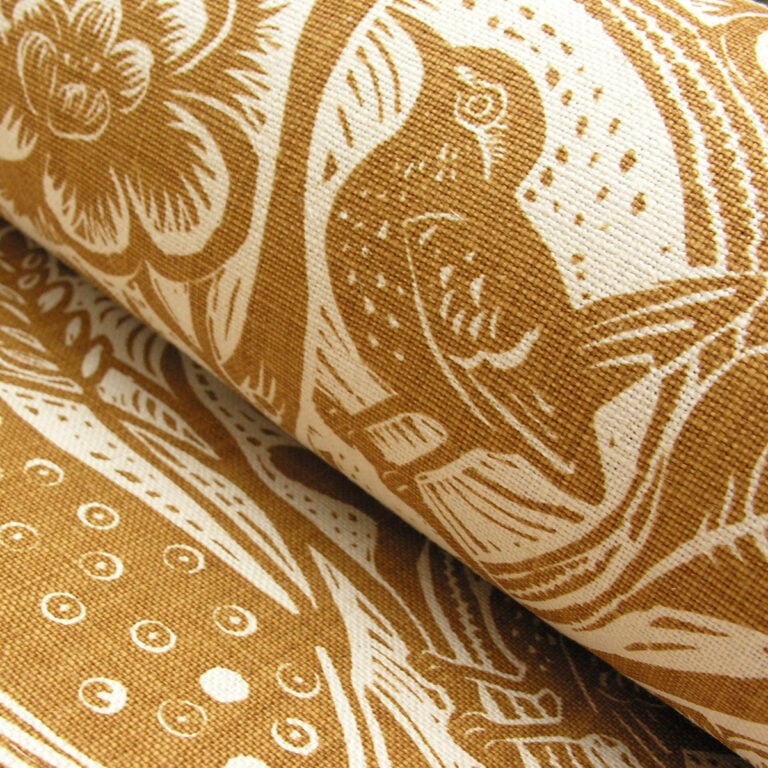 Mark Hearld Wren - Ochre Heavyweight Linen