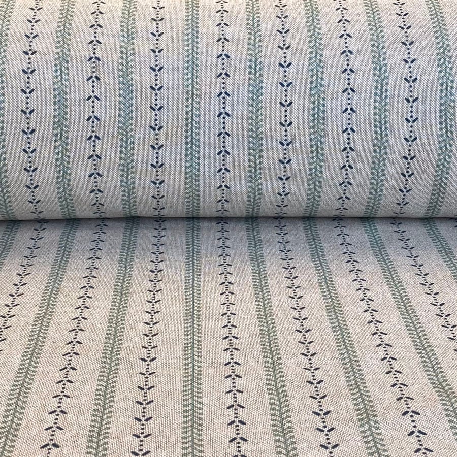 Maya Stripe Natural - Seagreen and Indigo