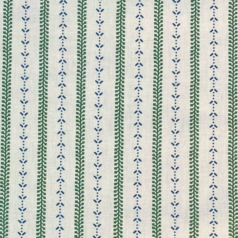 Maya Stripe Ivory - Leaf Green and Indigo - Image 2