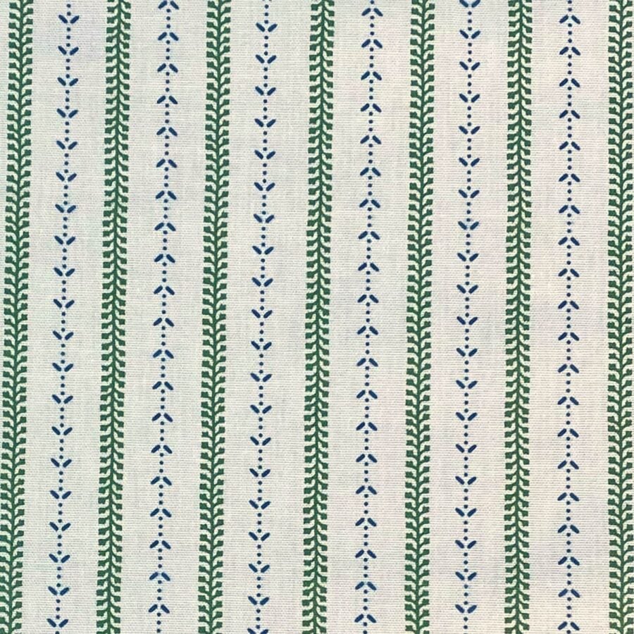 Maya Stripe Ivory - Leaf Green and Indigo