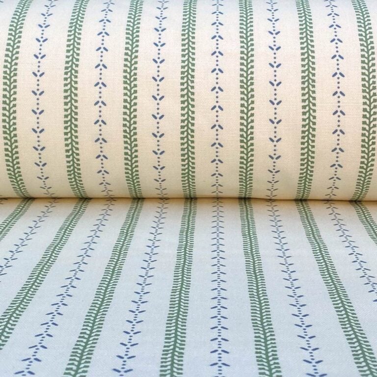 Maya Stripe Ivory - Leaf Green and Indigo - Image 3