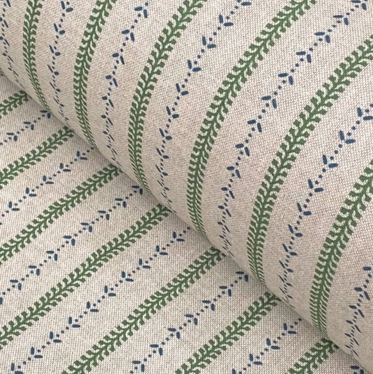 Maya Stripe Natural - Leaf Green and Indigo