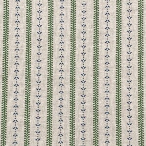 Maya Stripe Natural - Leaf Green and Indigo - Image 2