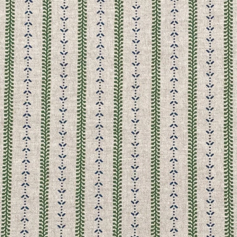 Maya Stripe Natural - Leaf Green and Indigo - Image 2