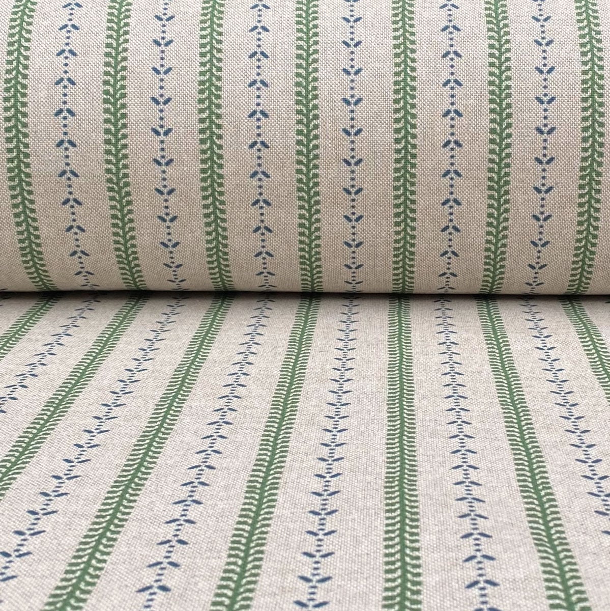 Maya Stripe Natural - Leaf Green and Indigo - Image 3