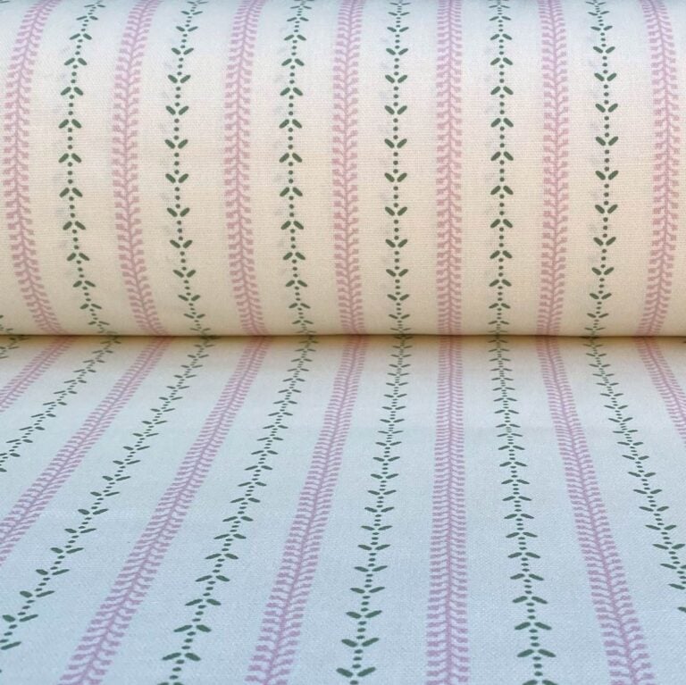 Maya Stripe Ivory - Pink and Leaf Green - Image 3