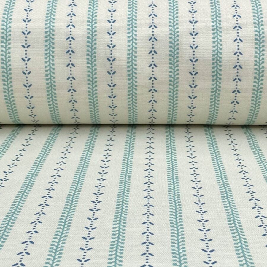Maya Stripe Ivory - Seagreen and Indigo