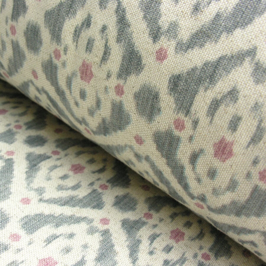 Extra Wide Fabric blue ikat