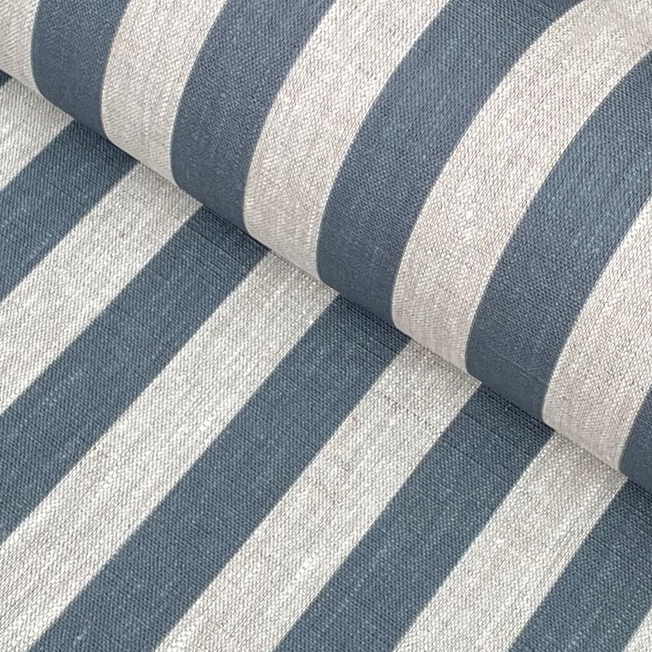 Beta Linen Stripe - Mid Blue - Image 1