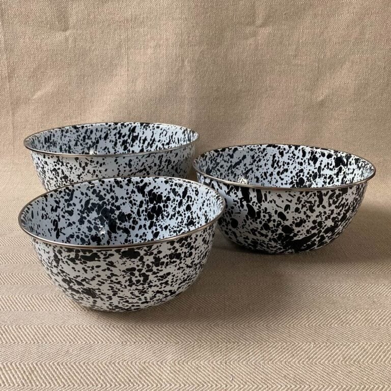Enamelware Mixing Bowls - Black and White