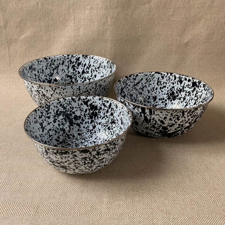 Enamelware Mixing Bowls - Black and White - Image 2