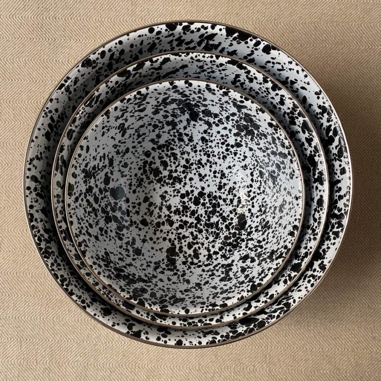 Enamelware Mixing Bowls - Black and White - Image 4