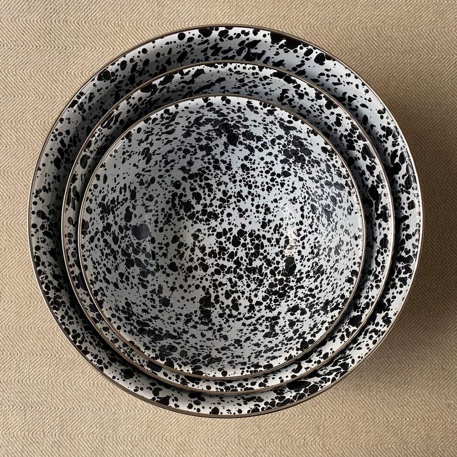 Enamelware Mixing Bowls - Black and White