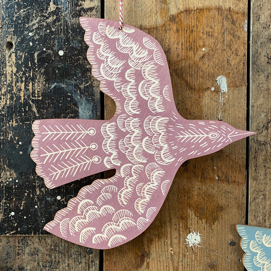 Wall Mounted Wooden Bird Decoration