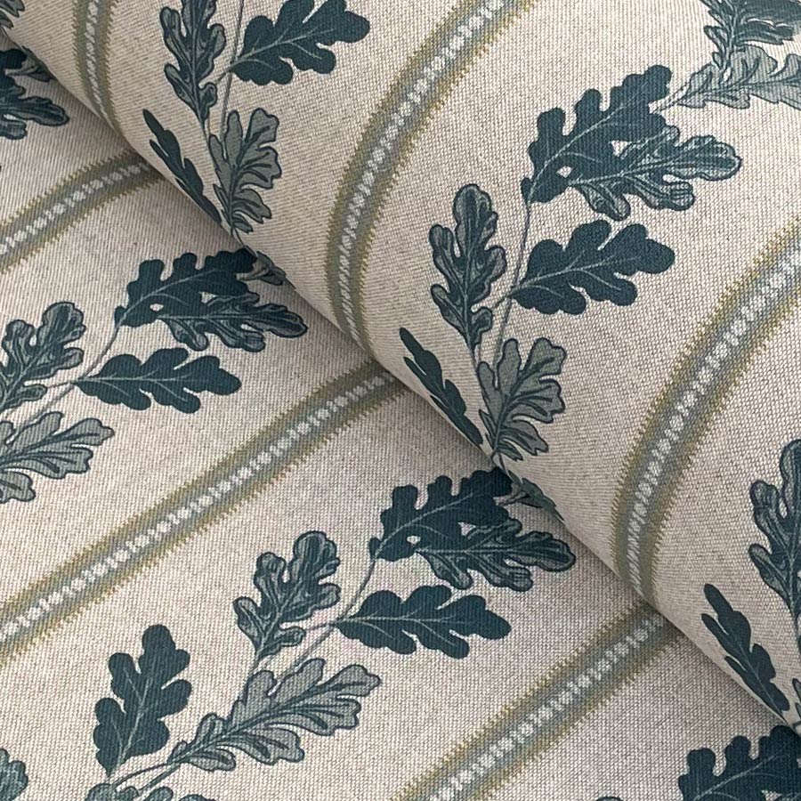 Oak Leaf Stripe fabric in blue