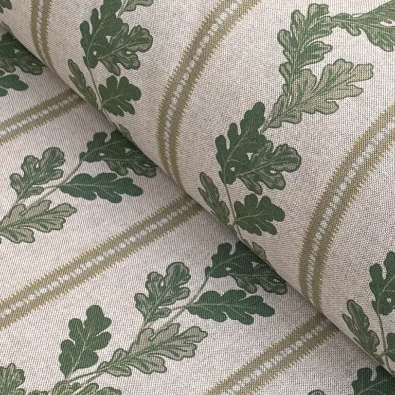 Oak leaf stripe fabric in green