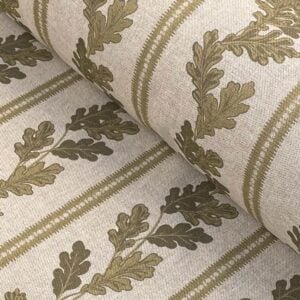 Oak leaf striped fabric in mustard