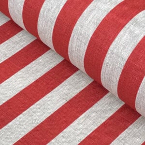 Beta Linen Stripe - Red - Image 1