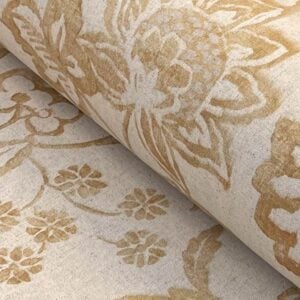 Extra wide fabric with large scale gold design