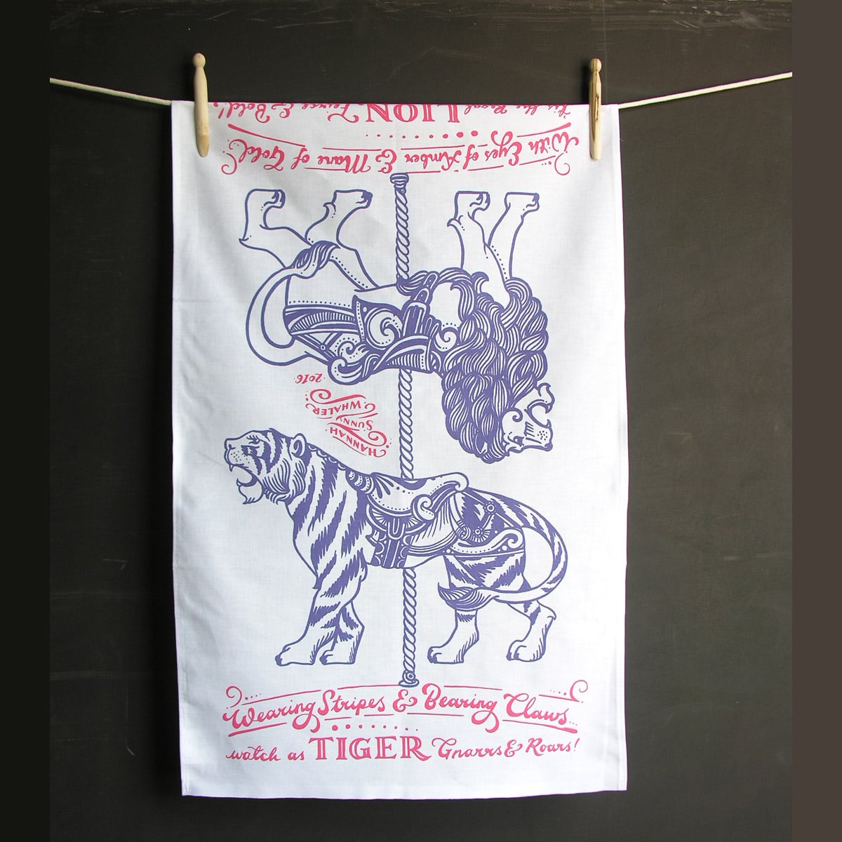 Printed Cotton Teatowel - Big Cats - Image 2