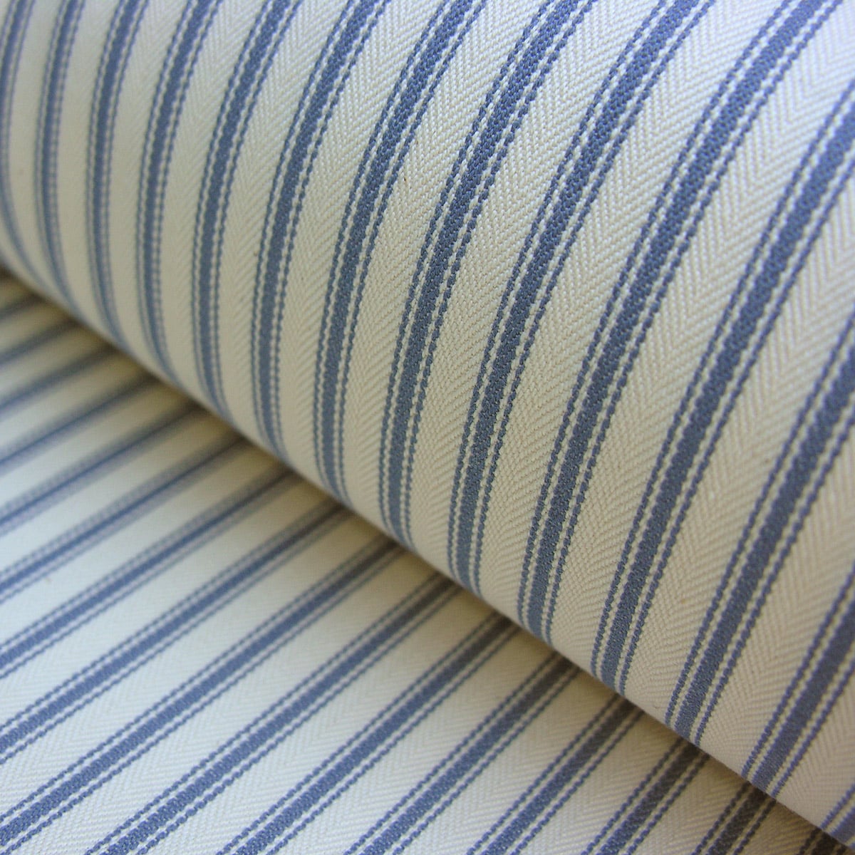 Blue Ticking Fabric, Airforce blue ticking material for curtains & upholstery